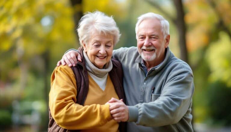 elderly man helping wife with stroke recovery